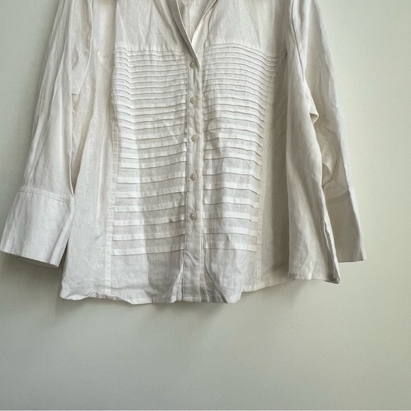 New Susan Bristol Womens Long Sleeve Button Down Pleated Blouse Linen 2X - Picture 4 of 10